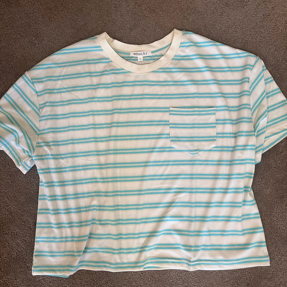 Wishlist Blue and White Striped Short Sleeve Tee